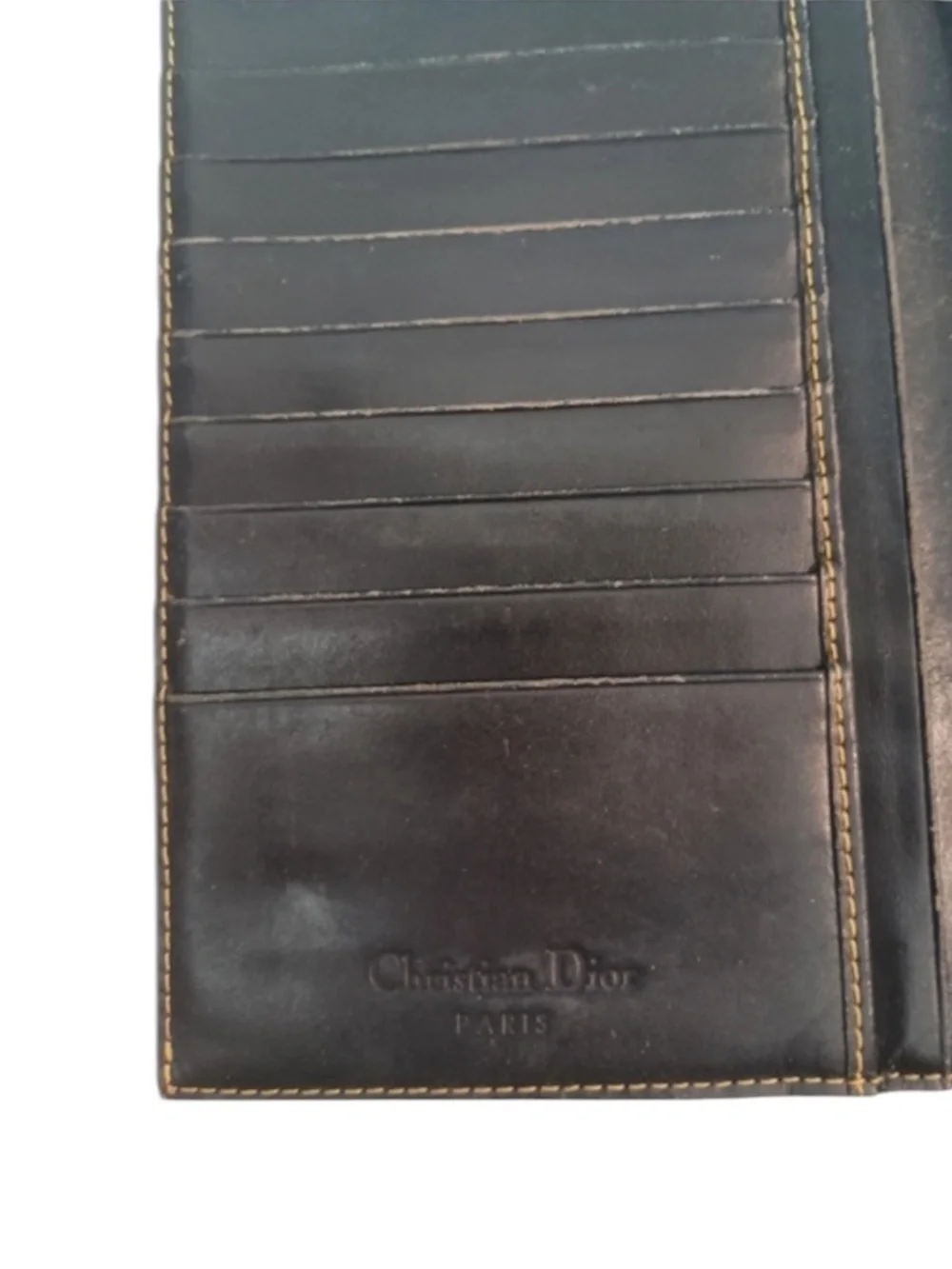 Christian Dior Logo Saddle Trotter TriFold Wallet Canvas Leather Silver Charm